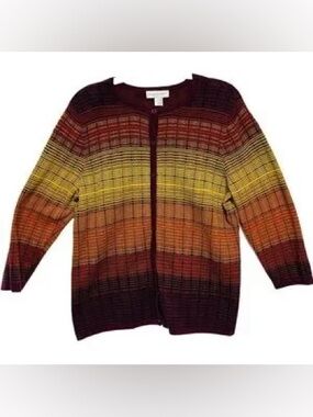 Christopher & Banks Burgundy Orange and Yellow Gradient Cotten Cardigan